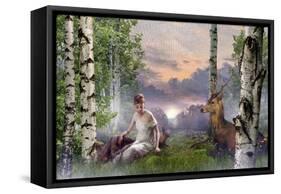 The Queen of the Forest (morning), 2021, (digital collage)-Trygve Skogrand-Framed Stretched Canvas