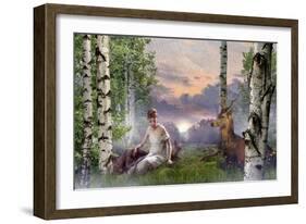 The Queen of the Forest (morning), 2021, (digital collage)-Trygve Skogrand-Framed Giclee Print