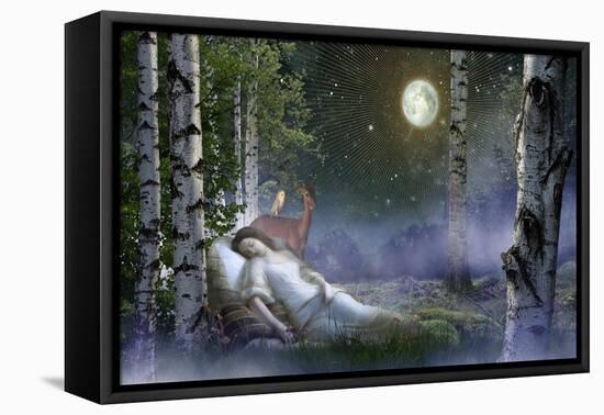 The Queen of the Forest (night), 2021, (digital collage)-Trygve Skogrand-Framed Stretched Canvas