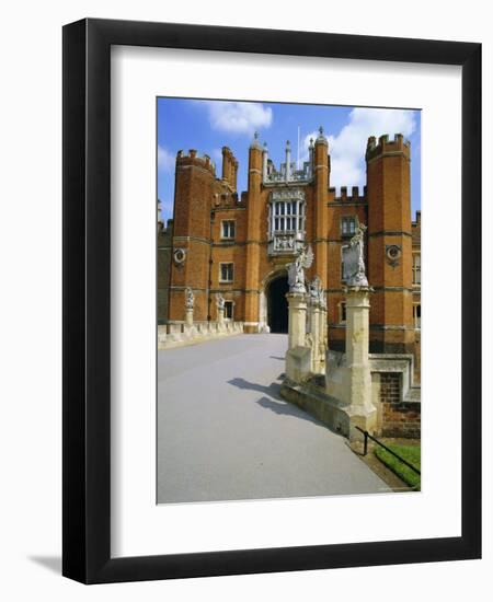 The Queen's Beasts on the Bridge Leading to Hampton Court Palace, Hampton Court, London, England-Walter Rawlings-Framed Photographic Print