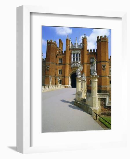 The Queen's Beasts on the Bridge Leading to Hampton Court Palace, Hampton Court, London, England-Walter Rawlings-Framed Photographic Print