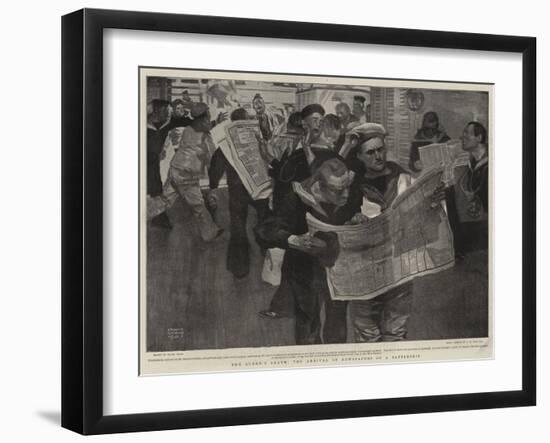 The Queen's Death, the Arrival of Newspapers on a Battleship-Frank Craig-Framed Giclee Print