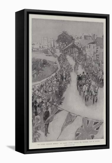 The Queen's Eightieth Birthday, Her Majesty Driving Through the Triumphal Arch at Windsor-Frank Craig-Framed Stretched Canvas