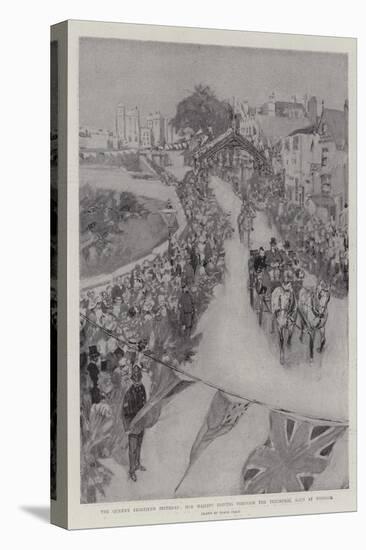 The Queen's Eightieth Birthday, Her Majesty Driving Through the Triumphal Arch at Windsor-Frank Craig-Stretched Canvas