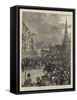 The Queen's Visit to Birmingham, the Royal Procession in the Bull Ring-Henry William Brewer-Framed Stretched Canvas