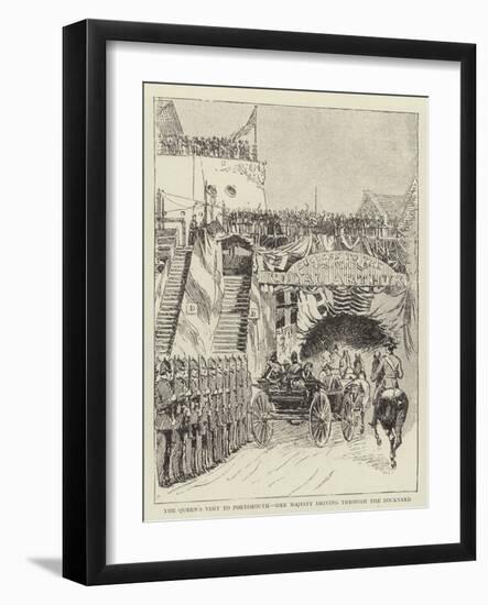 The Queen's Visit to Portsmouth, Her Majesty Driving Through the Dockyard-null-Framed Giclee Print