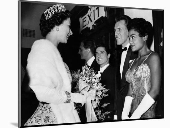 The Queen Talking to Bruce Forsythe and Eartha Kitt. November 1958-null-Mounted Photographic Print