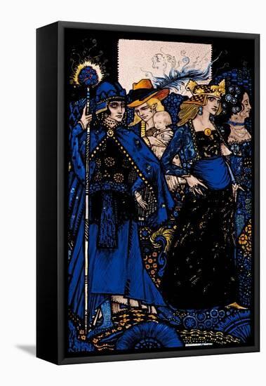 "The Queens of Sheba, Meath and Connaught" Illustration by Harry Clarke from 'Queens' by J.M. Synge-Harry Clarke-Framed Stretched Canvas