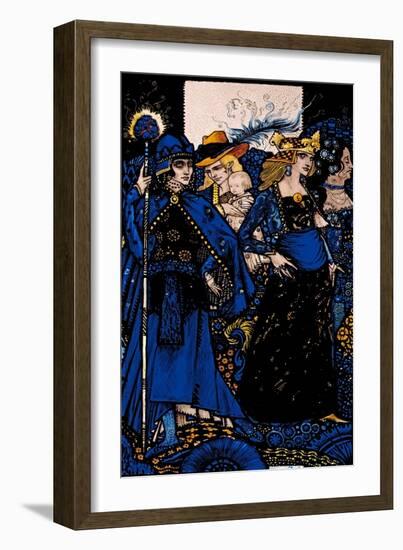 "The Queens of Sheba, Meath and Connaught" Illustration by Harry Clarke from 'Queens' by J.M. Synge-Harry Clarke-Framed Giclee Print