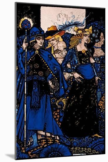 "The Queens of Sheba, Meath and Connaught" Illustration by Harry Clarke from 'Queens' by J.M. Synge-Harry Clarke-Mounted Giclee Print