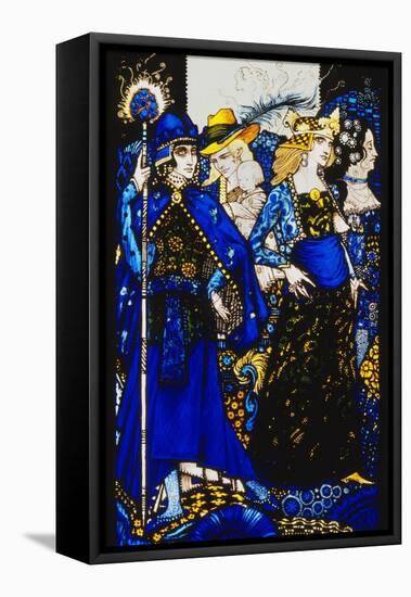 The Queens of Sheba, Meath and Connaught'. 'Queens', Nine Glass Panels Acided, Stained and…-Harry Clarke-Framed Stretched Canvas