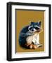 The Raccoon on Golden Yellow, 2020, (Pen and Ink)-Mike Davis-Framed Giclee Print