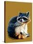 The Raccoon on Golden Yellow, 2020, (Pen and Ink)-Mike Davis-Stretched Canvas