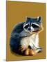 The Raccoon on Golden Yellow, 2020, (Pen and Ink)-Mike Davis-Mounted Giclee Print