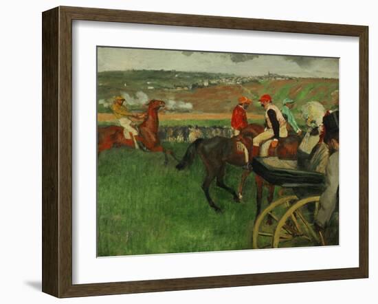 The Race Course: Amateur Jockeys Near a Carriage, 1876-1887-Edgar Degas-Framed Giclee Print