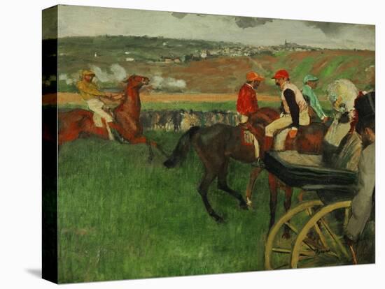 The Race Course: Amateur Jockeys Near a Carriage, 1876-1887-Edgar Degas-Stretched Canvas
