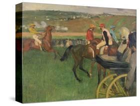 The Race Course, Amateur Jockeys Near a Carriage, circa 1876-87-Edgar Degas-Stretched Canvas