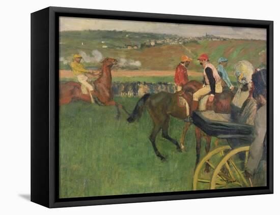 The Race Course, Amateur Jockeys Near a Carriage, circa 1876-87-Edgar Degas-Framed Stretched Canvas