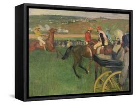 The Race Course, Amateur Jockeys Near a Carriage, circa 1876-87-Edgar Degas-Framed Stretched Canvas