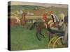 The Race Course, Amateur Jockeys Near a Carriage, circa 1876-87-Edgar Degas-Stretched Canvas