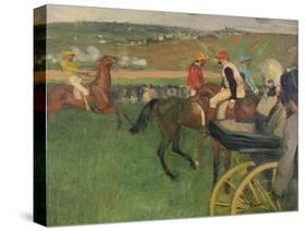 The Race Course, Amateur Jockeys Near a Carriage, circa 1876-87-Edgar Degas-Stretched Canvas