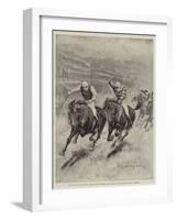 The Race for the St Leger, Defeat of Lord Rosebery's Colt Ladas by Lord Alington's Filly Throstle-Stanley Berkeley-Framed Giclee Print