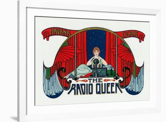 The Radio Queen Brand Cigar Box Label-Lantern Press-Framed Premium Giclee Print