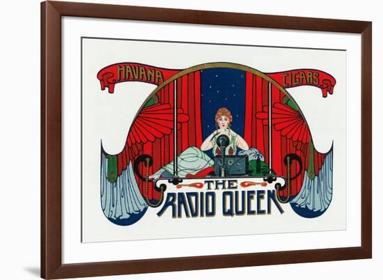 The Radio Queen Brand Cigar Box Label-Lantern Press-Framed Premium Giclee Print