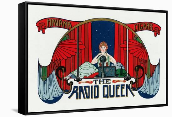 The Radio Queen Brand Cigar Box Label-Lantern Press-Framed Stretched Canvas
