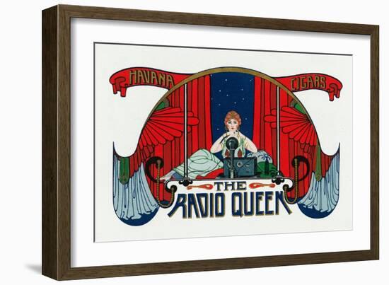 The Radio Queen Brand Cigar Box Label-Lantern Press-Framed Art Print