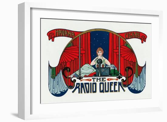 The Radio Queen Brand Cigar Box Label-Lantern Press-Framed Art Print