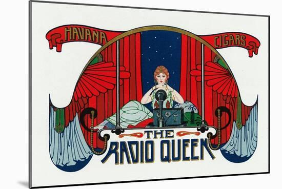 The Radio Queen Brand Cigar Box Label-Lantern Press-Mounted Art Print