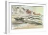 The Raider on the Shore, 1940 (W/C with Black Crayon and Brown Pastel on Paper)-Paul Nash-Framed Giclee Print