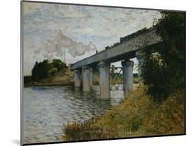 The Railroad Bridge at Argenteuil-Claude Monet-Mounted Giclee Print