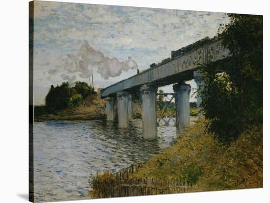 The Railroad Bridge at Argenteuil-Claude Monet-Stretched Canvas