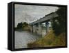 The Railroad Bridge at Argenteuil-Claude Monet-Framed Stretched Canvas