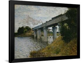 The Railroad Bridge at Argenteuil-Claude Monet-Framed Premium Giclee Print