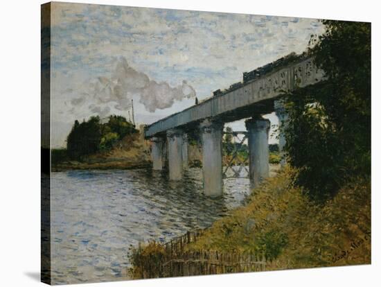 The Railroad Bridge at Argenteuil-Claude Monet-Stretched Canvas