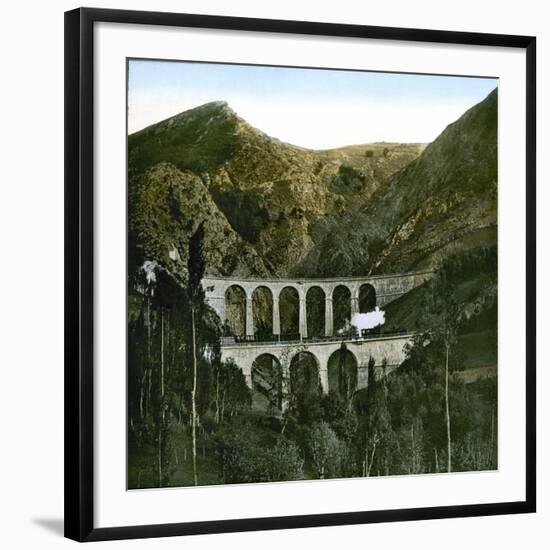 The Railroad of La Mure, Viaduct of Loula, La Mure (Isère, France), around 1900-Leon, Levy et Fils-Framed Photographic Print