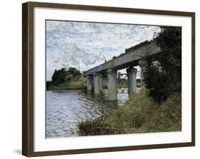 The Railway Bridge at Argenteuil-Claude Monet-Framed Art Print