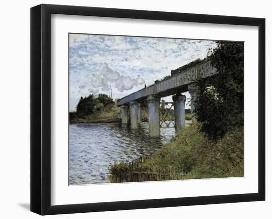 The Railway Bridge at Argenteuil-Claude Monet-Framed Art Print