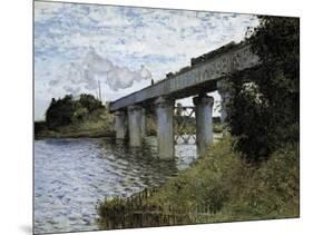 The Railway Bridge at Argenteuil-Claude Monet-Mounted Art Print