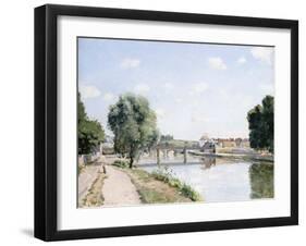 The Railway Bridge, Pontoise, C.1873-Camille Pissarro-Framed Giclee Print