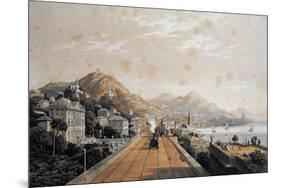 The Railway in Genoa, Lithograph, Italy, 19th Century-null-Mounted Giclee Print