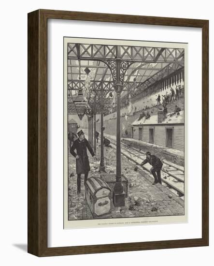 The Railway Strike in Scotland, Mob at Motherwell Wrecking the Station-null-Framed Giclee Print