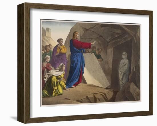 The Raising of Lazarus, Illustration from a Catechism 'L'Histoire Sainte', Paris, Late 19th Century-null-Framed Giclee Print