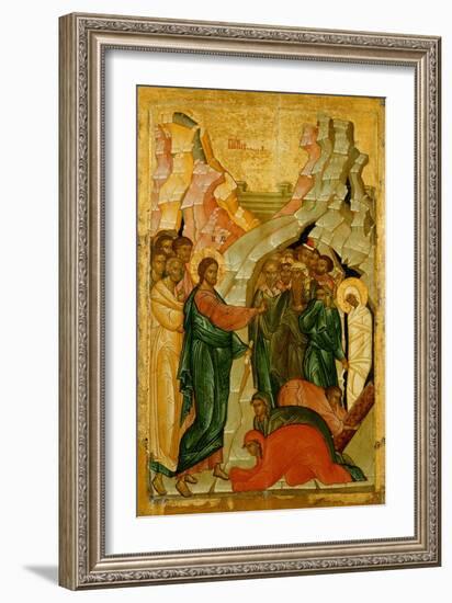 The Raising of Lazarus, Russian Icon, Novgorod School, 15th Century-null-Framed Giclee Print