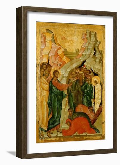 The Raising of Lazarus, Russian Icon, Novgorod School, 15th Century-null-Framed Giclee Print