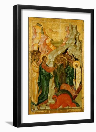 The Raising of Lazarus, Russian Icon, Novgorod School, 15th Century-null-Framed Giclee Print