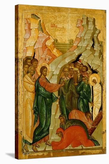 The Raising of Lazarus, Russian Icon, Novgorod School, 15th Century-null-Stretched Canvas